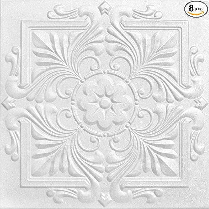 A La Maison Ceilings R14 Victorian Foam Glue-up Ceiling Tile (21.6 sq. ft./Case), Pack of 8, Plai... | Amazon (US)