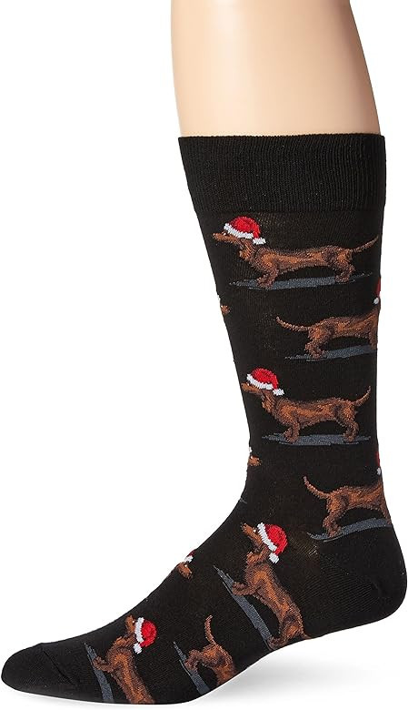 HotSox Mens Christmas Santa Dog Slack Sock | Amazon (US)