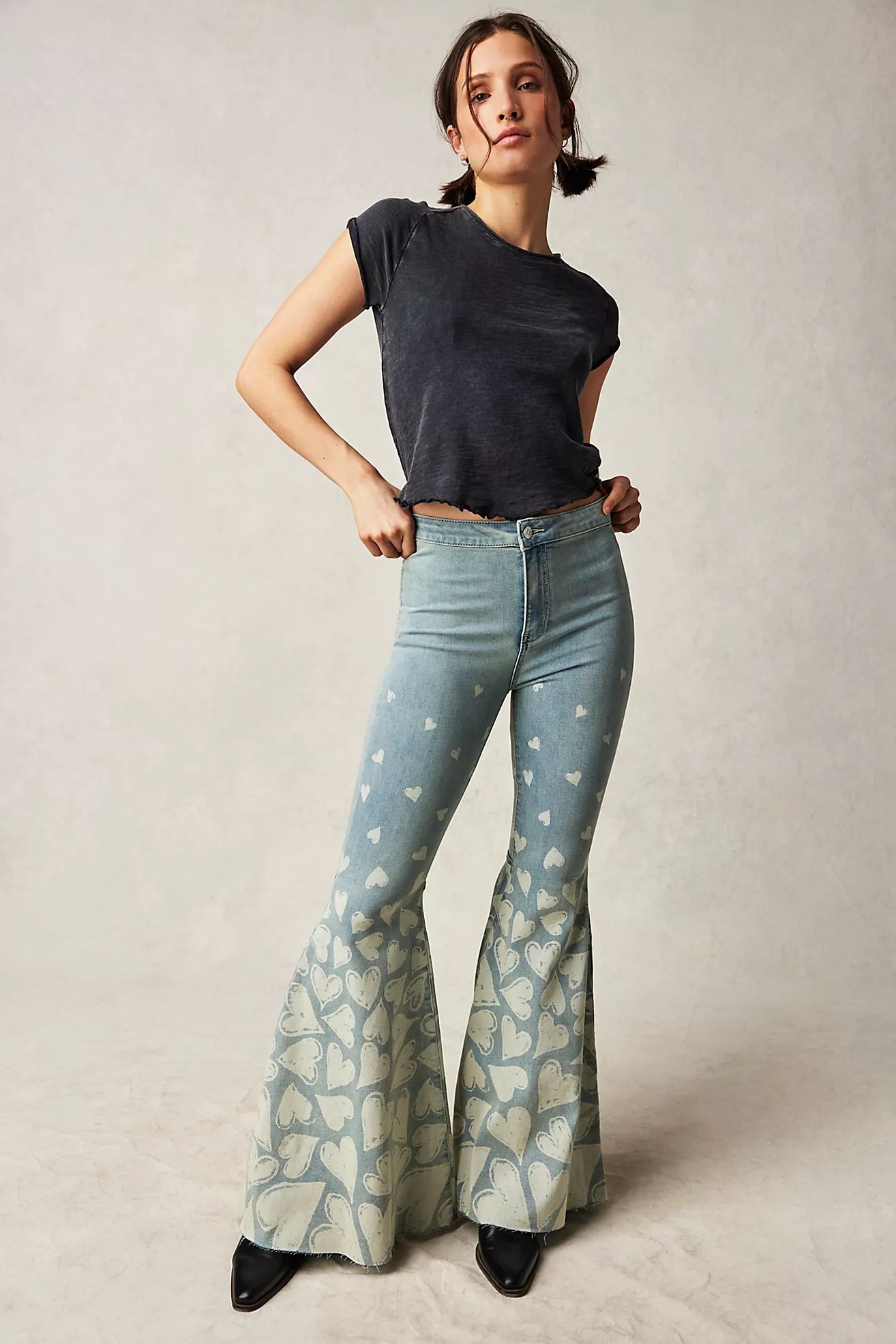 Just Float On Flare Printed Jeans | Free People (Global - UK&FR Excluded)