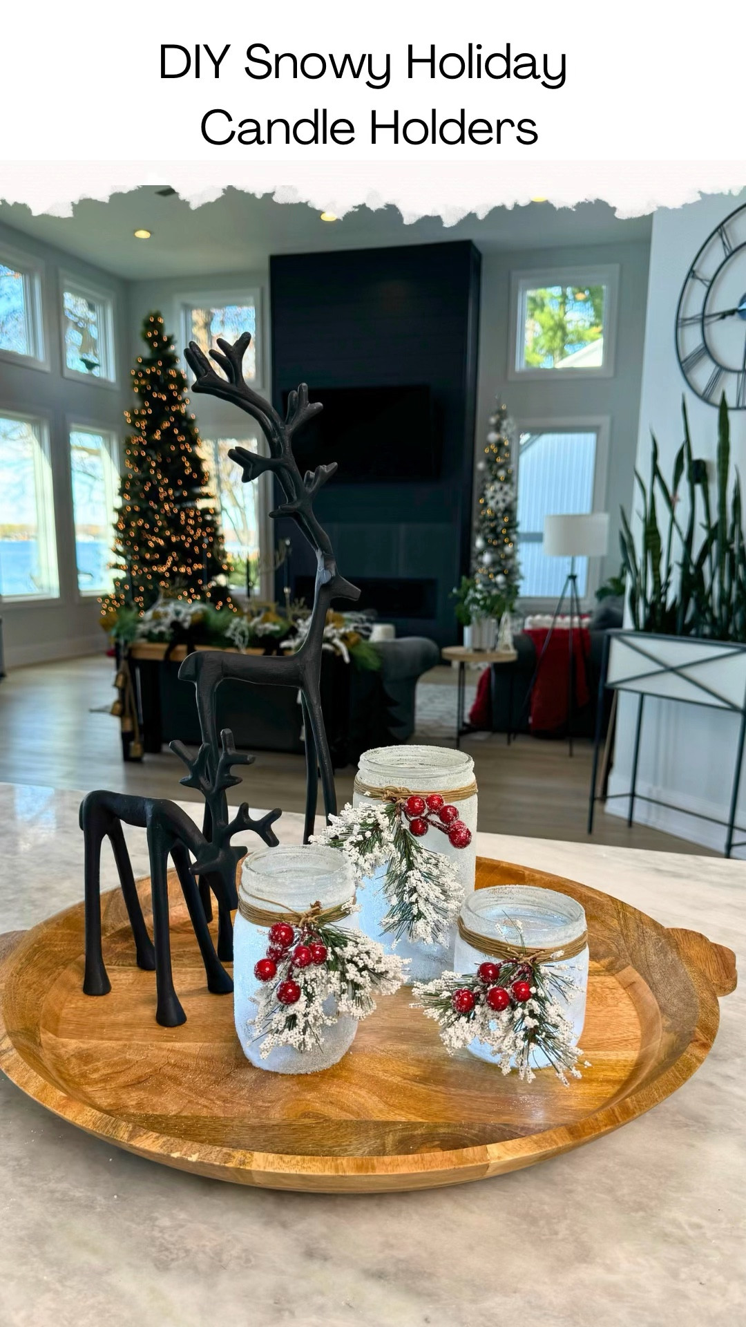 DIY Snowy Holiday Candle Holder Trio. Comment LINK and I'll send you a DM with the supplies I used. 

Looking to add a cozy, wintery touch to your home this holiday season? Create your own DIY Snowy Holiday Candleholder Trio and enjoy the cozy and enchanting atmosphere these candleholders will bring to your snowy holiday season! 

Materials You'll Need:
1. Three glass jars of varying sizes
2. Mod Podge or white glue
3. Epsom or regular salt (white glitter optional)
4. Small foam brushes
5. Twine or ribbon
6. Decorative accents like small pinecones, artificial berries, or miniature ornaments
7. Tea light, votive candles or fairy lights

Instructions:
1. Clean and Prep your glass candleholders or jars are clean and dry. Remove labels if you choose to use jars from food. 
2.Use a foam brush, apply a layer of Mod Podge (I used glitter Modge Podge) or white glue to the exterior of each glass holder. Make sure to work in small sections, so the glue doesn't dry too quickly.
3. While the glue is still wet, generously sprinkle Epsom, regular salt or white glitter over the glued areas. You can be creative with this step, adding more to some areas for a textured, snowy look.
4. Once the snowy texture is set, it's time to add some festive flair. You can tie twine or ribbon around the top of each holder and attach decorative accents like pinecones, berries, small ornaments, or greenery. 
5. Place tea light, votive candles or fairy lights inside of the candleholders.

The soft, warm glow of the candles through the snowy exteriors creates a beautiful, wintry ambiance in your home. Plus, this DIY project allows for endless customization, so you can make it uniquely yours. 

#LTKHoliday #LTKVideo #LTKhome