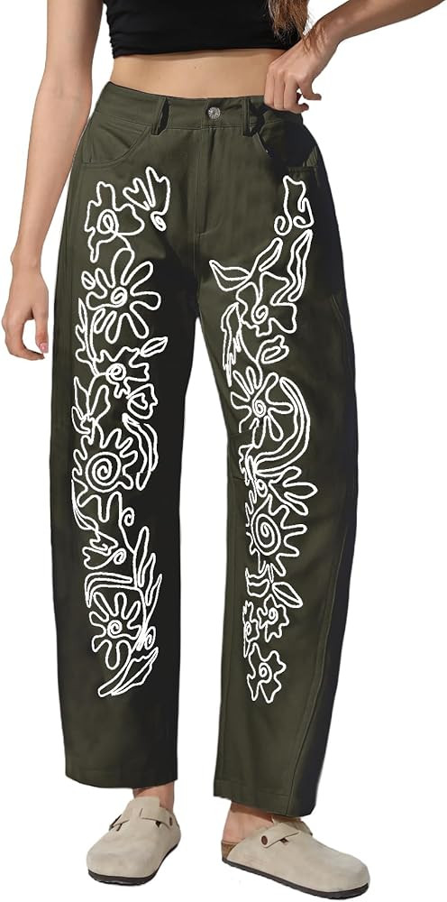 Kedera Embroidered Jeans for Women 2025 Baggy Boyfriend Jeans Barrel Leg Horseshoe Jeans Women Vi... | Amazon (US)