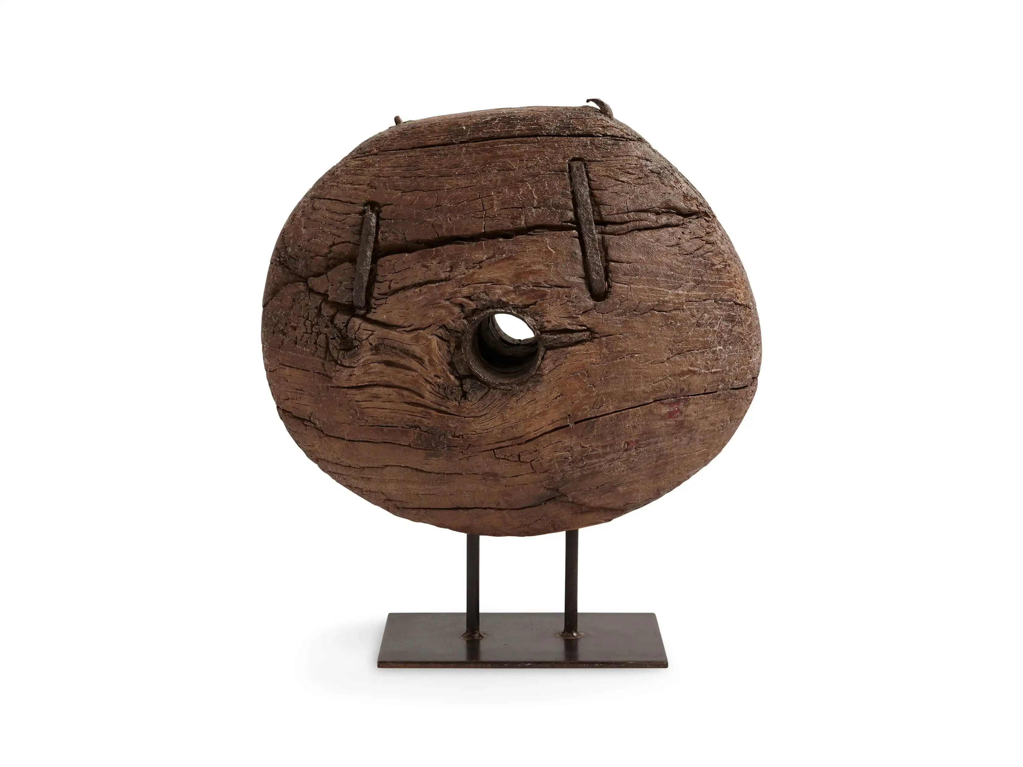 Wooden Cart Wheel On Stand | Arhaus | Arhaus