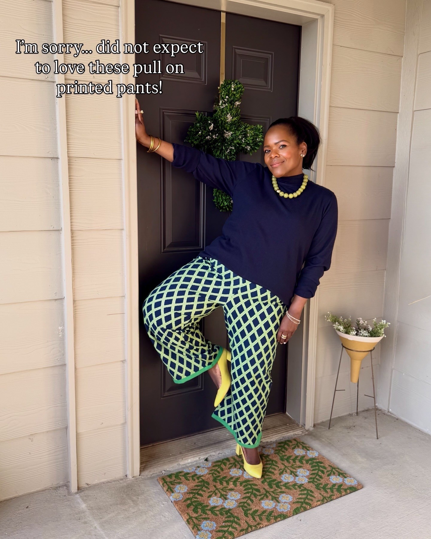 OBSESSED w/ these printed pull on pants from @Belk - wearing the large. 💚💚💚 

#LTKWorkwear #LTKgrwm #LTKSaleAlert