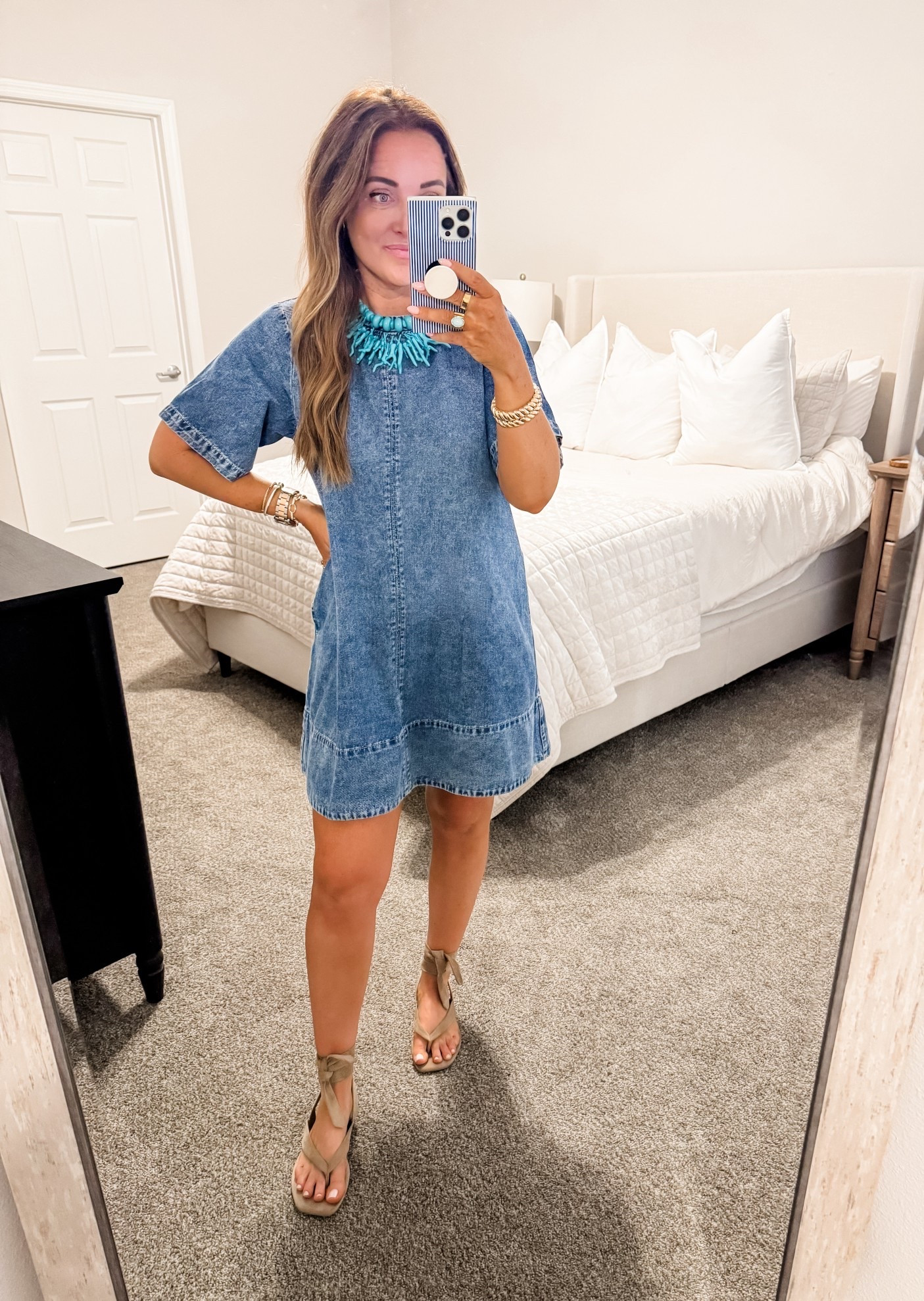 Dress - M 
5’2” 140 lbs 
—
Amazon dress | Designer dupe | Free People dupe | Denim dress | Country concert outfit | Summer denim | Ankle tie sandals | Walmart sandals 

#LTKWorkwear #LTKFestival #LTKootd