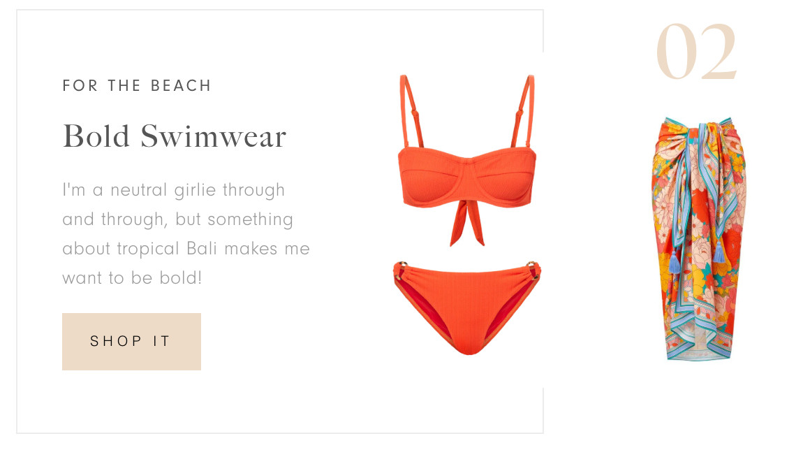 For the beach: bold swimwear

I'm a neutral girlie through and through, but something about tropical Bali makes me want to be bold! 

 #LTKFindsUnder100 #LTKSwim #LTKTravel