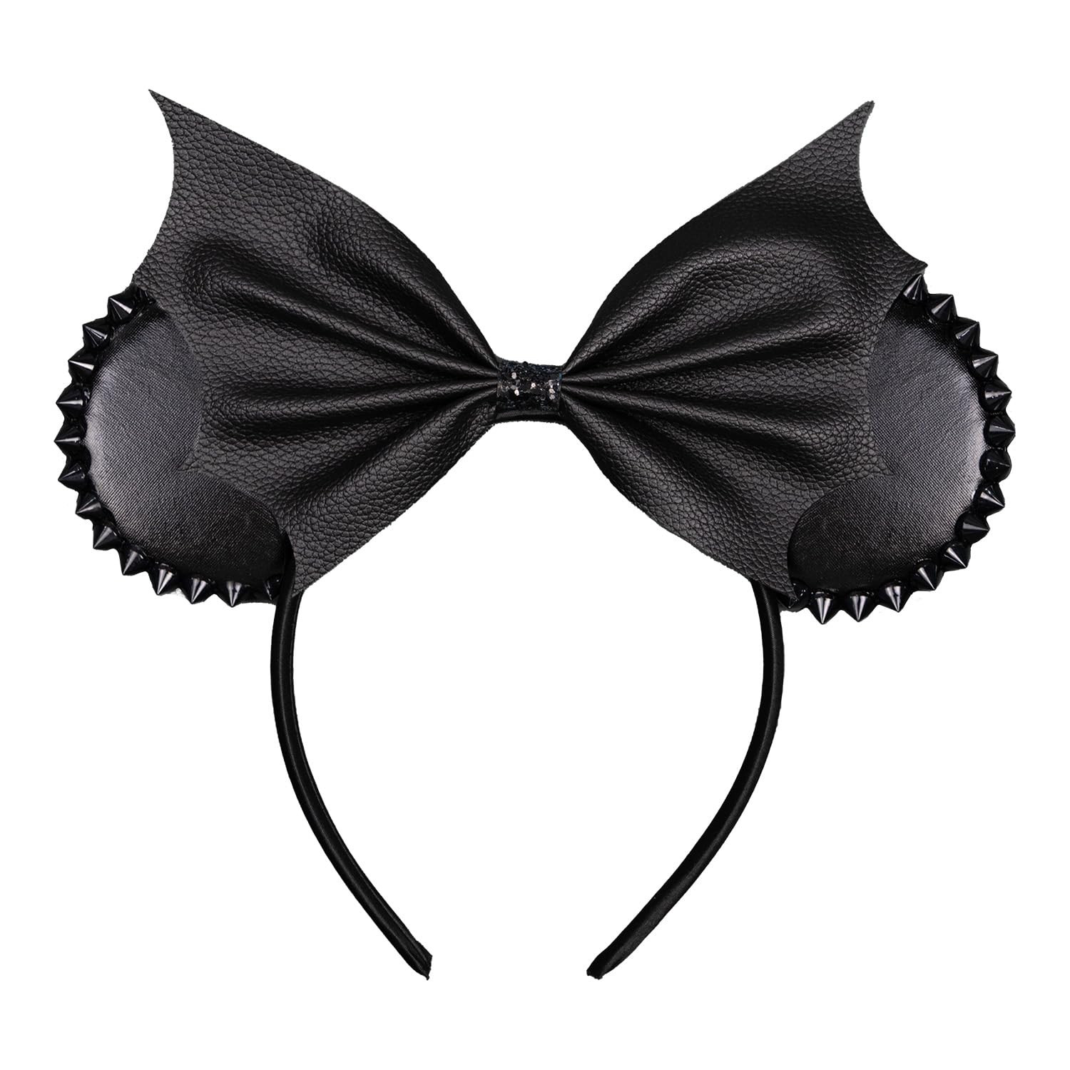Halloween Black PU Mouse Ear Headband with Rivet, Black Bat Halloween Masquerade Party Decoration... | Amazon (US)
