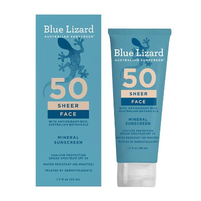 Blue Lizard Sheer Face Mineral Sunscreen Lotion - SPF 50 - 1.7 fl oz: No Fragrance Added, Paraben-Free, Mineral-Based, Vegan | Target