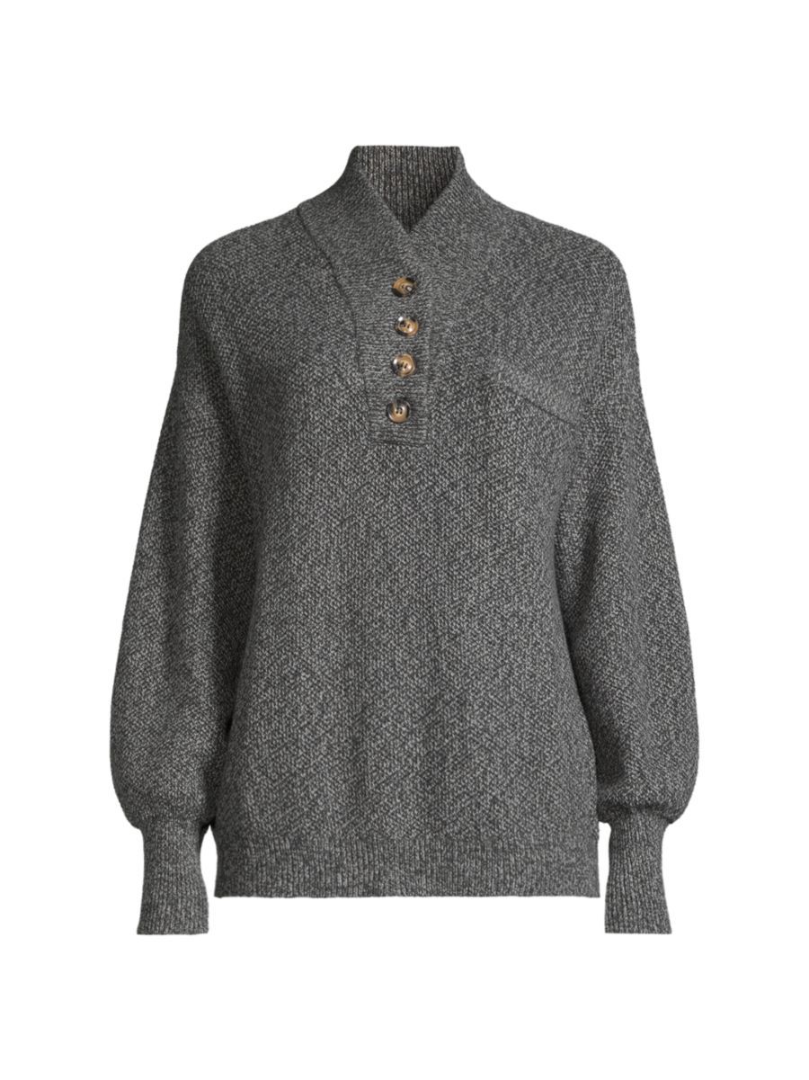 Cozy Cotton-Blend Henley Sweater | Saks Fifth Avenue