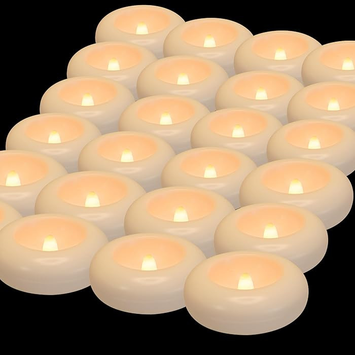 Aignis 24 Flameless LED Floating Candles, 3-Inch Plastic Battery Operated Tealights, Glow Time Ov... | Amazon (US)