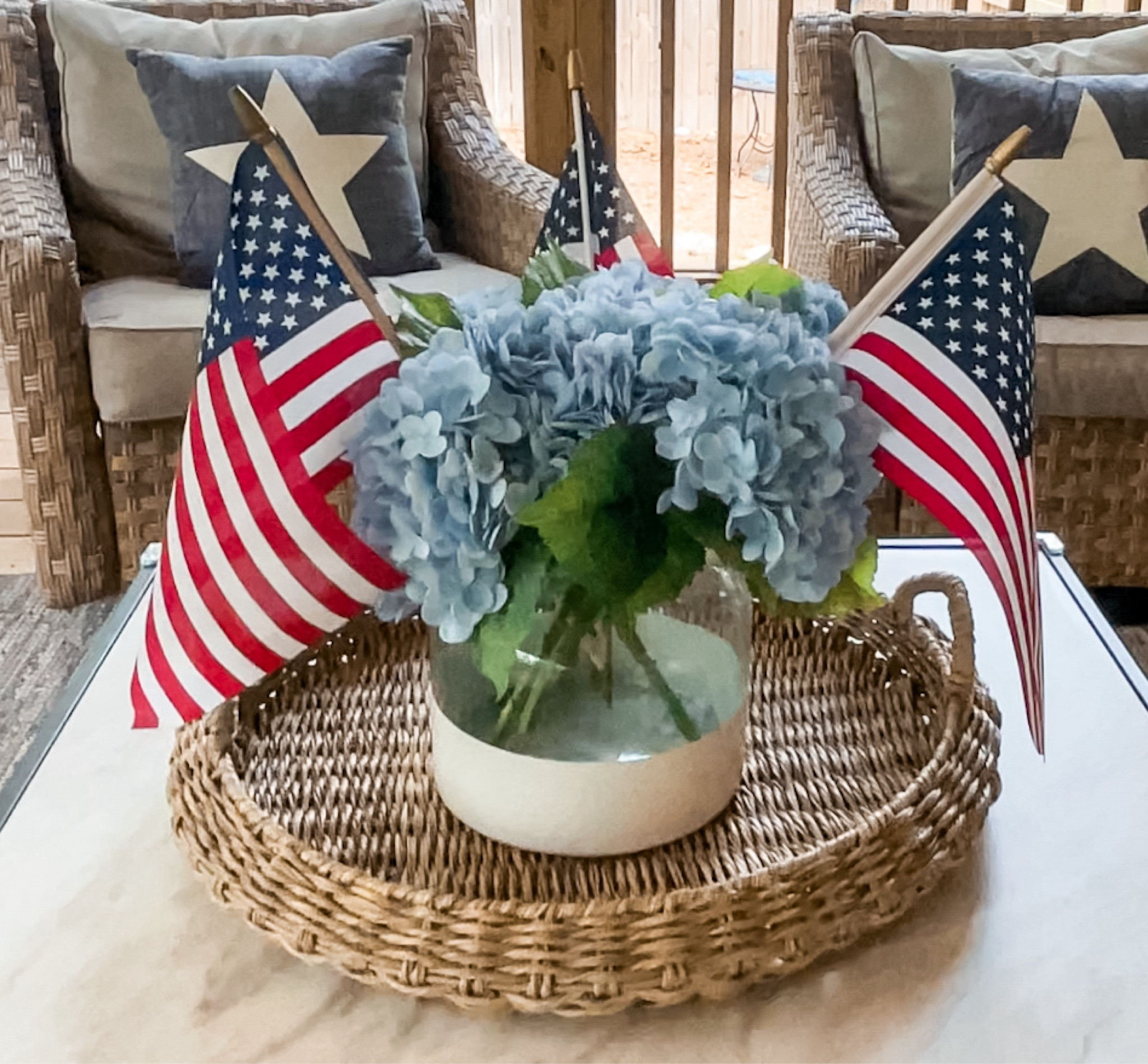 Floral centerpiece 

Faux hydrangeas 
White dipped vase 

#LTKHome #LTKStyleTip #LTKSeasonal