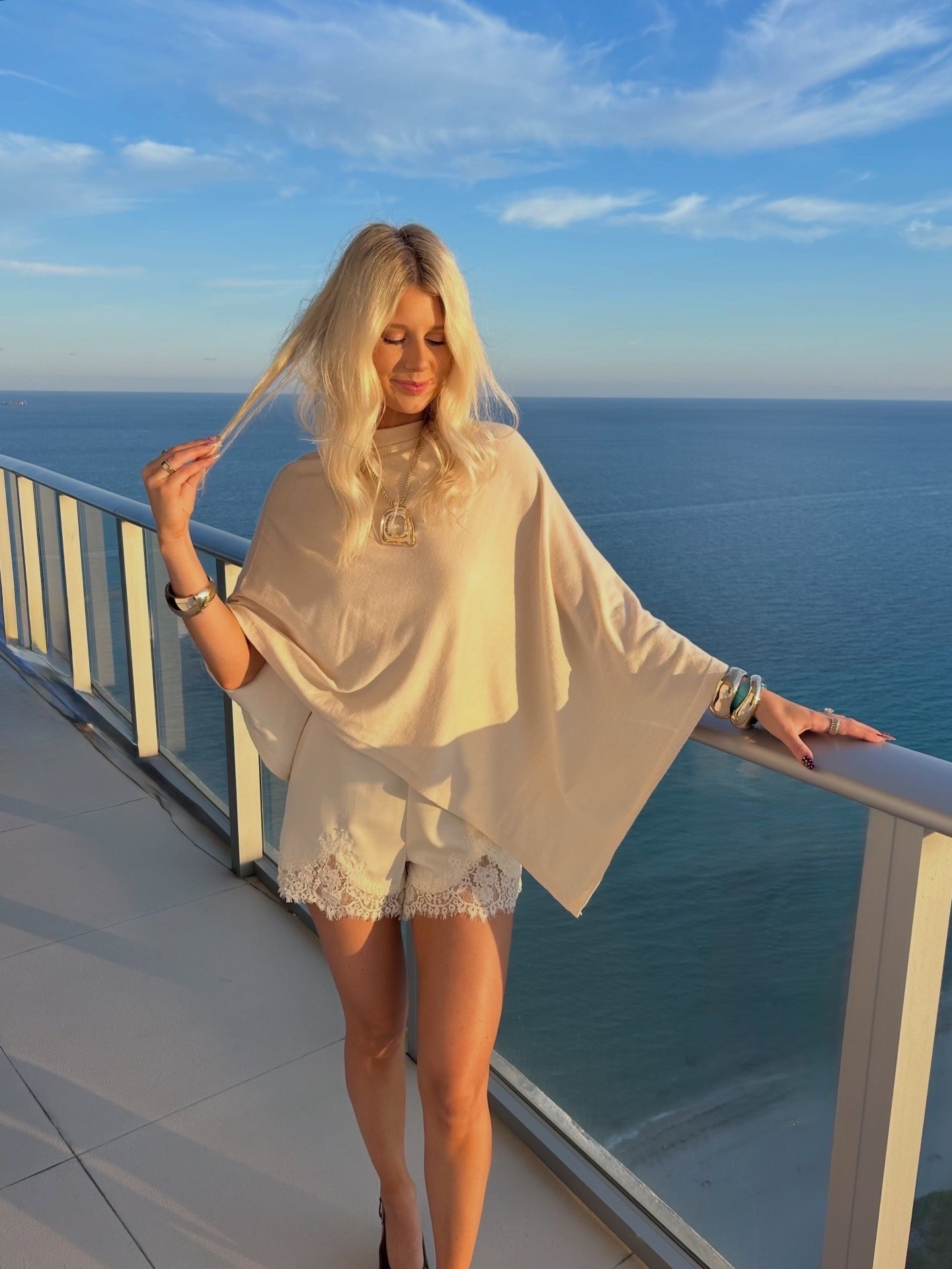 Love this poncho and lace short look. Wearing small in shorts. 

#LTKFindsUnder50 #LTKTravel #LTKSeasonal