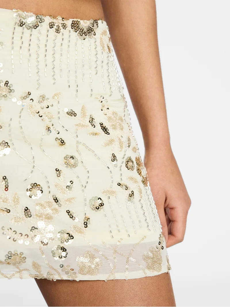No Boundaries Sequin Embellished Mini Skirt, Women's XXS-XXL | Walmart (US)