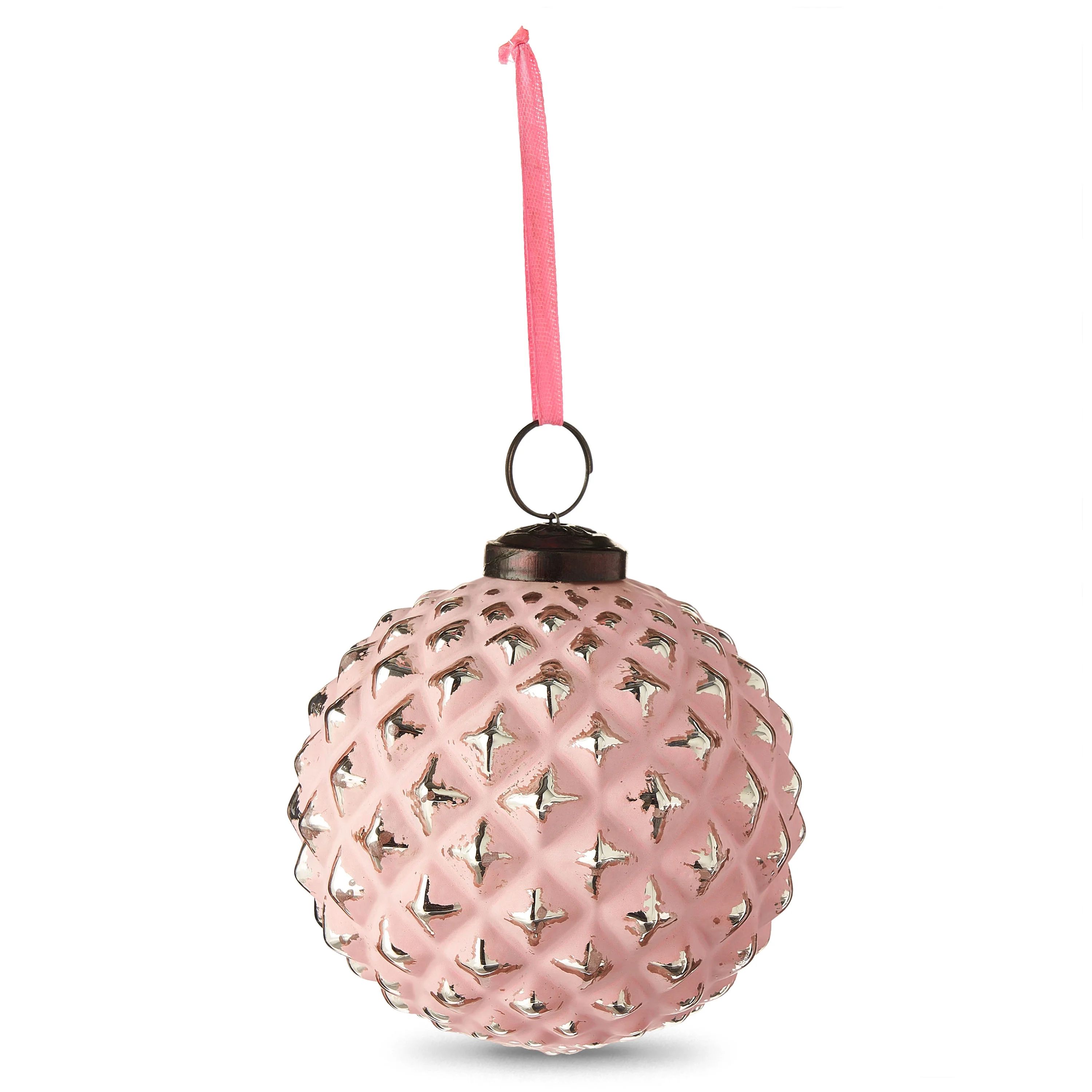 Holiday Time Pink Pattern Glass Ball Ornament, 4", 6 Pack - Walmart.com | Walmart (US)