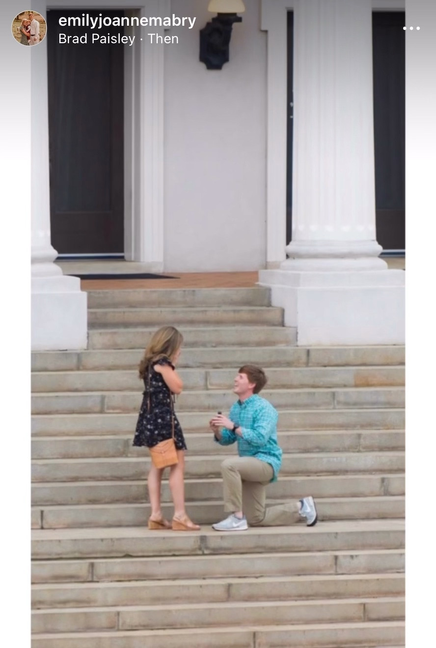 “And I thought I loved you then…” 🎶💍💒 #happyengagementanniversary 

5 years ago today, I said my “very best yes” ✨ to the man of my dreams - the one I had been praying for since I was a little girl 🥹 - on the same little white church steps where we met (at a church dance 💃🏼) and got married almost exactly one year later (tomorrow is our 4-year wedding anniversary 🎊)!! 💒 #engagementversary💍 

God has been SO good to us since this day, and continues to bless us beyond measure!! 🙏🏽 I will forever see you as my prince charming and my knight in shining armor, sweet @wesmabry !! 😘 So thankful I get to say “yes” to new adventures and life with you and our sweet baby Judson every single day - it truly is the greatest gift!! 🌾🤍 This will forever be the sweetest memory for us - and I love our love story and the life and family we are building together!! May God continue to be glorified through our love, our marriage, and our family - He writes the best love stories of all!! 💖 #engagementanniversary 

With today being our “engagement-versary” 💍, tomorrow our wedding anniversary 💒, and your birthday on Saturday… this is always one special special week for us!! 🥰 Can’t wait to celebrate this coming weekend down at the beach for a little getaway!! #bringonthecelebrations ✨

…

#emilysayswes #engagementversary #fiveyearsagotoday #mybestyes #foreveryes #thebestisyettocome #ourengagementday