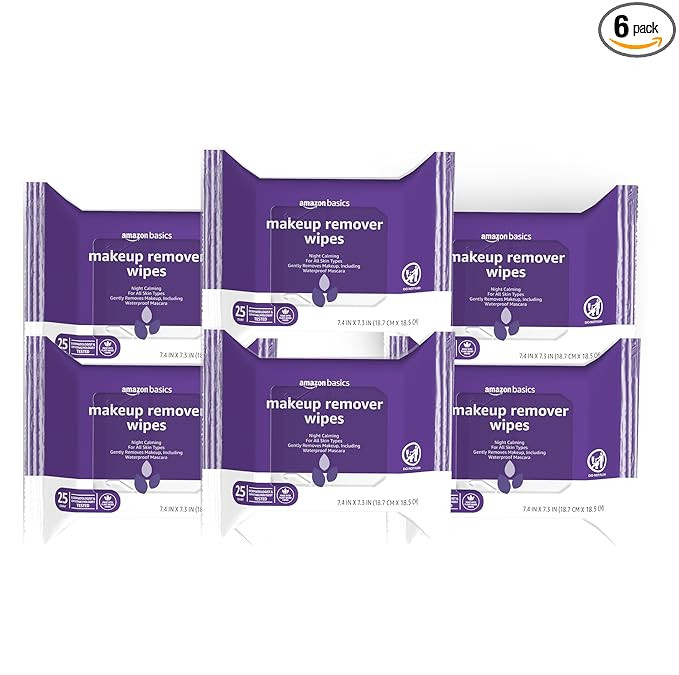 Amazon Basics Makeup Remover Wipes, Gentle Cleansing, Dermatologist Tested, Night Calming, Plant ... | Amazon (US)