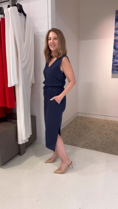 This dress is by Caslon! It's a heavier knit, doesn't cling to the body, and is so cute! I'd style it with a short jacket or denim jacket and rattan tote 

#LTKfindsunder100 #LTKover40 #LTKstyletip