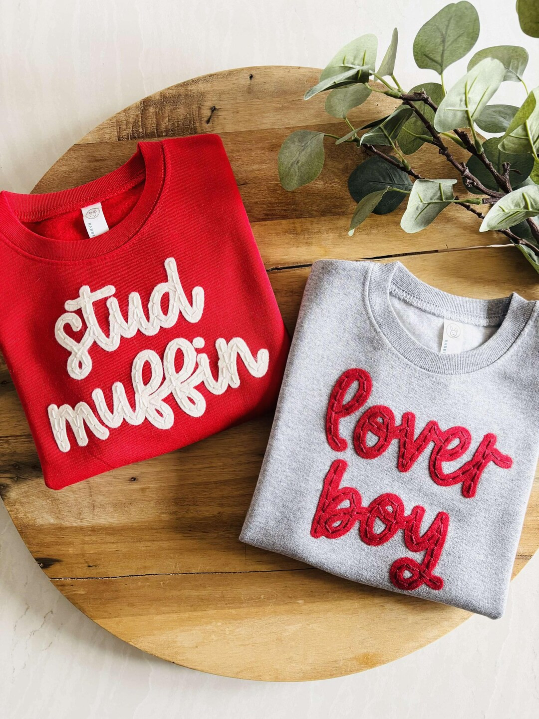 KIDS VALENTINES SWEATSHIRT Baby/toddler Felt Embroidered Crewneck, Organic Cotton Sweater, Stud M... | Etsy (US)