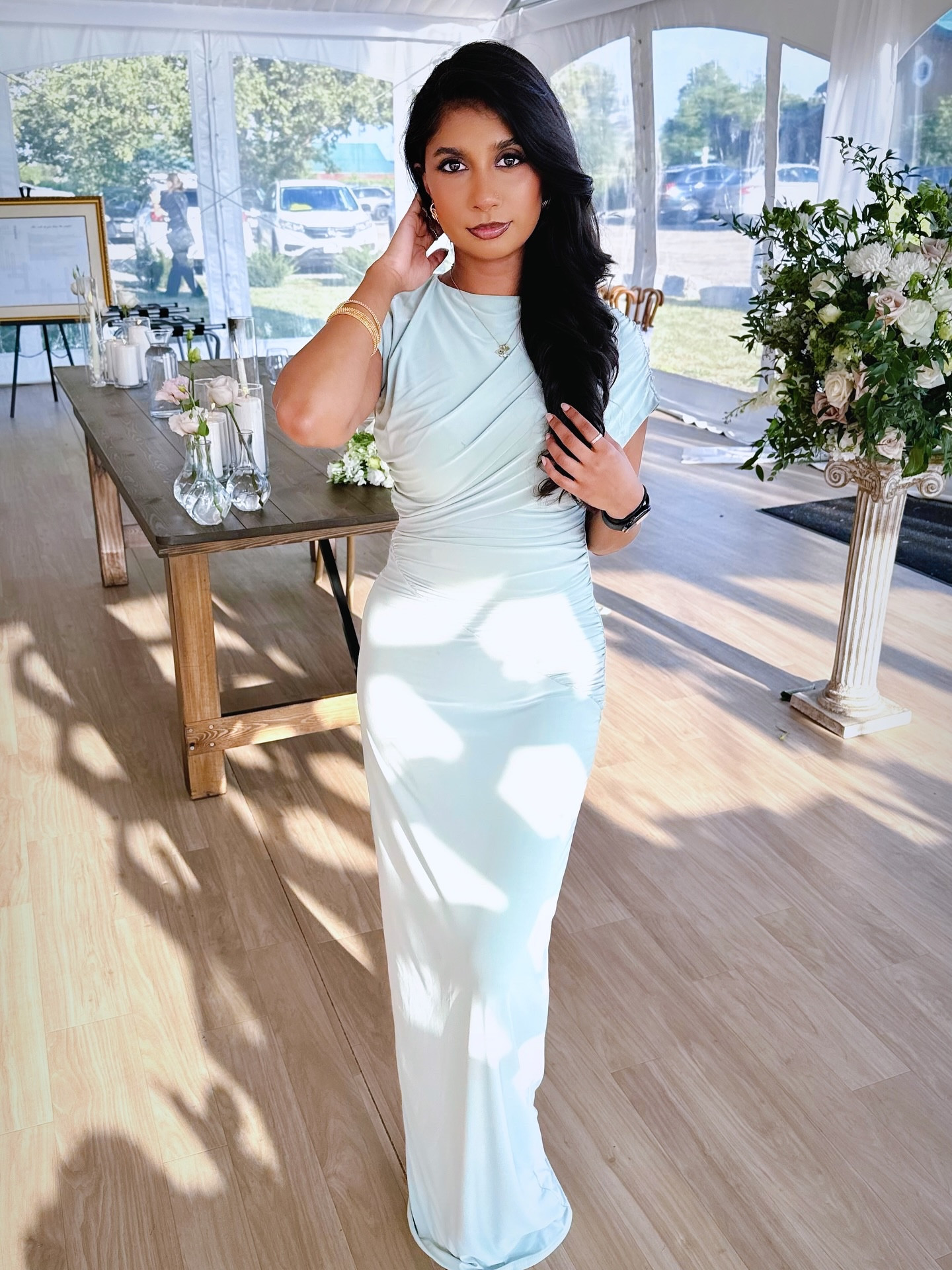 Falling in love with this dress 🤍

Dress: @prettylittlething 

#dress #sagedress #weddingguestdress #weddingguestoutfit #contentcreator #makeuptutorial #fashionblogger