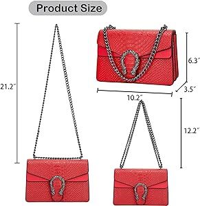 Aiqudou Crossbody Bag and Satchel Purse for Women - Fashion Snake Print Chain Purse Luxury PU Lea... | Amazon (US)