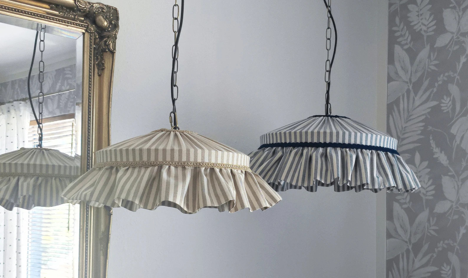 Handmade with the client's supplied bespoke fabric lampshade  with ruffles | Etsy (Global)