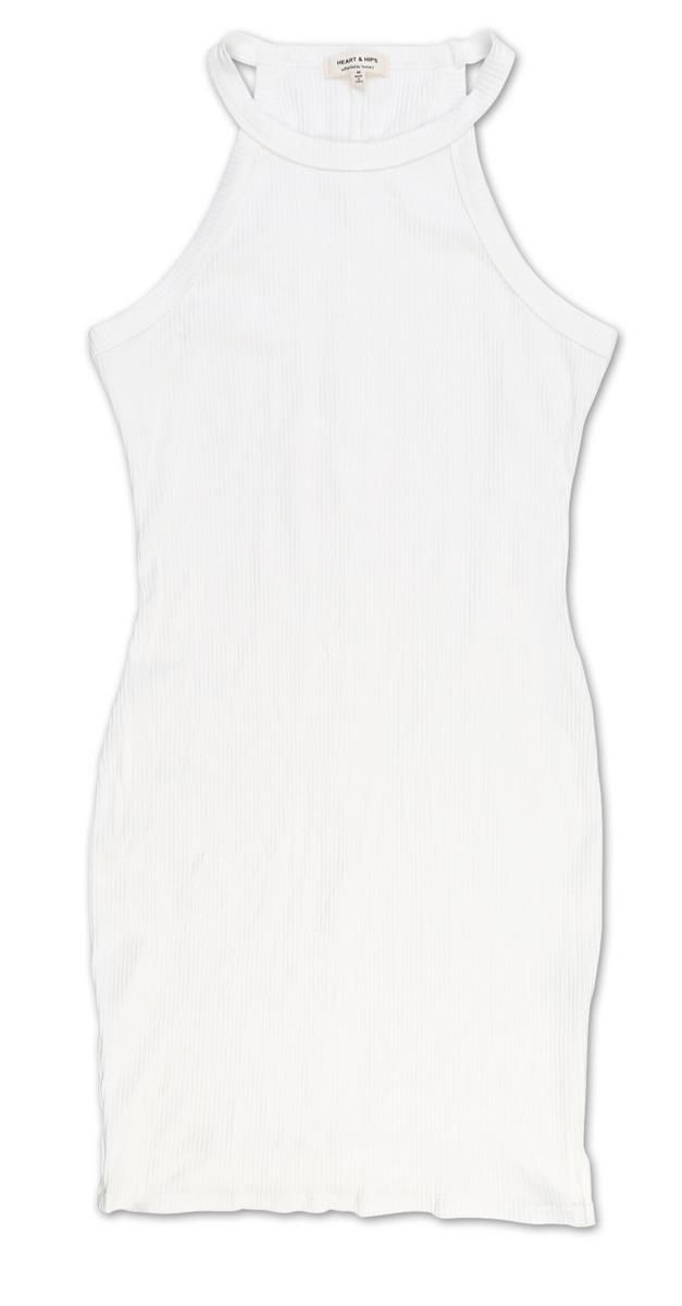 Juniors Rib Knit Hi-Neck Dress - White-White-2422394569510   | Burkes Outlet | bealls