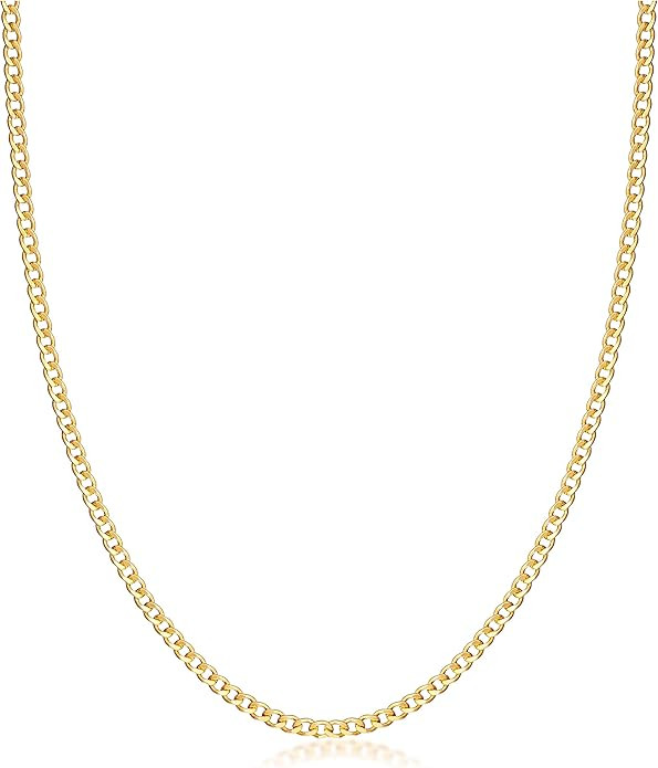 Barzel 18K Gold Plated Curb/Cuban Link Gold Chain Necklace 2MM, 3MM, 4MM, 5MM For Women or Men - ... | Amazon (US)