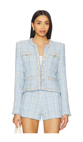 Betsy Buttoned Tweed Blazer in Sky Blue Multi | Revolve Clothing (Global)