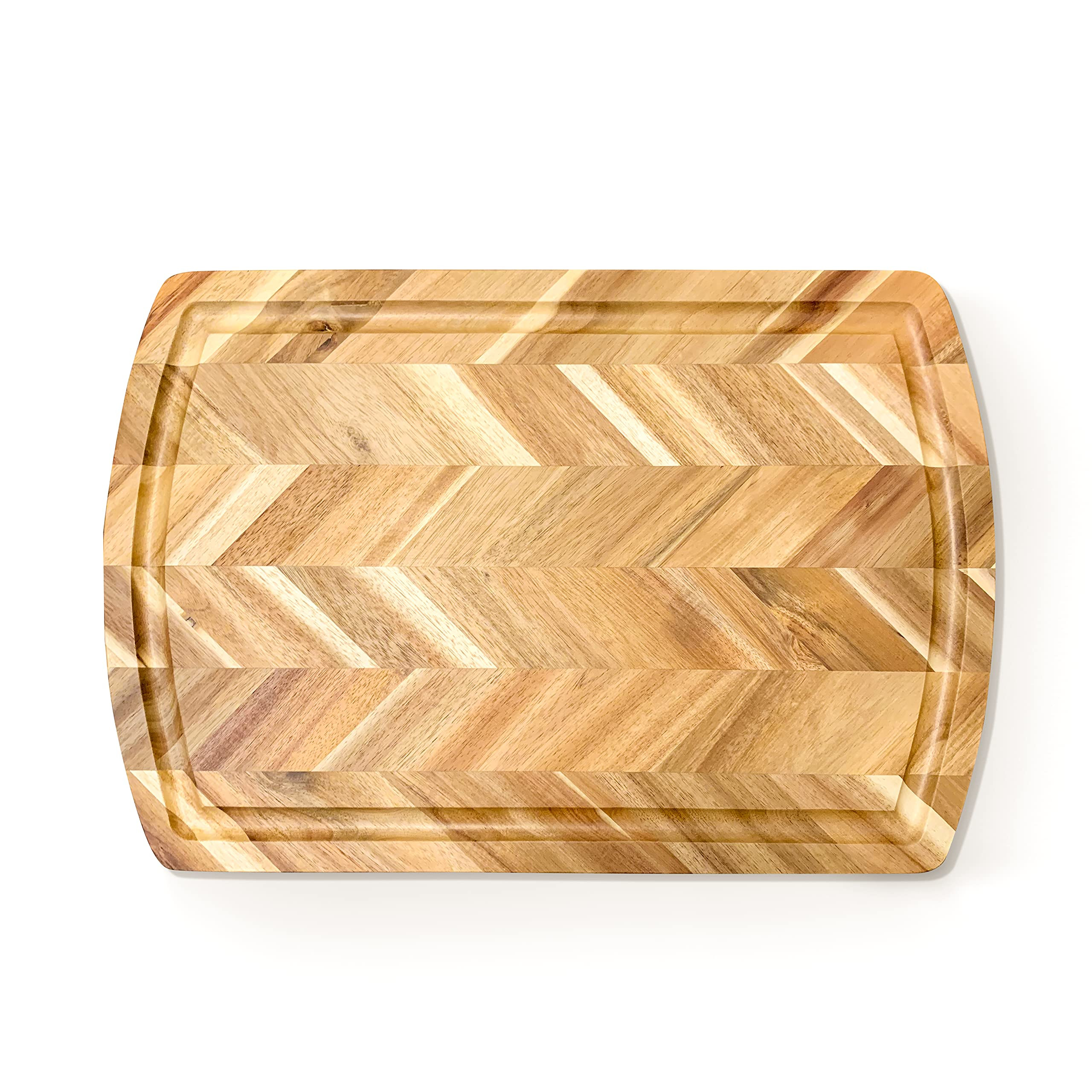 Acacia Rect. Herringbone design Chopping board, side grooves, deep well, 18X12X1” | Amazon (US)