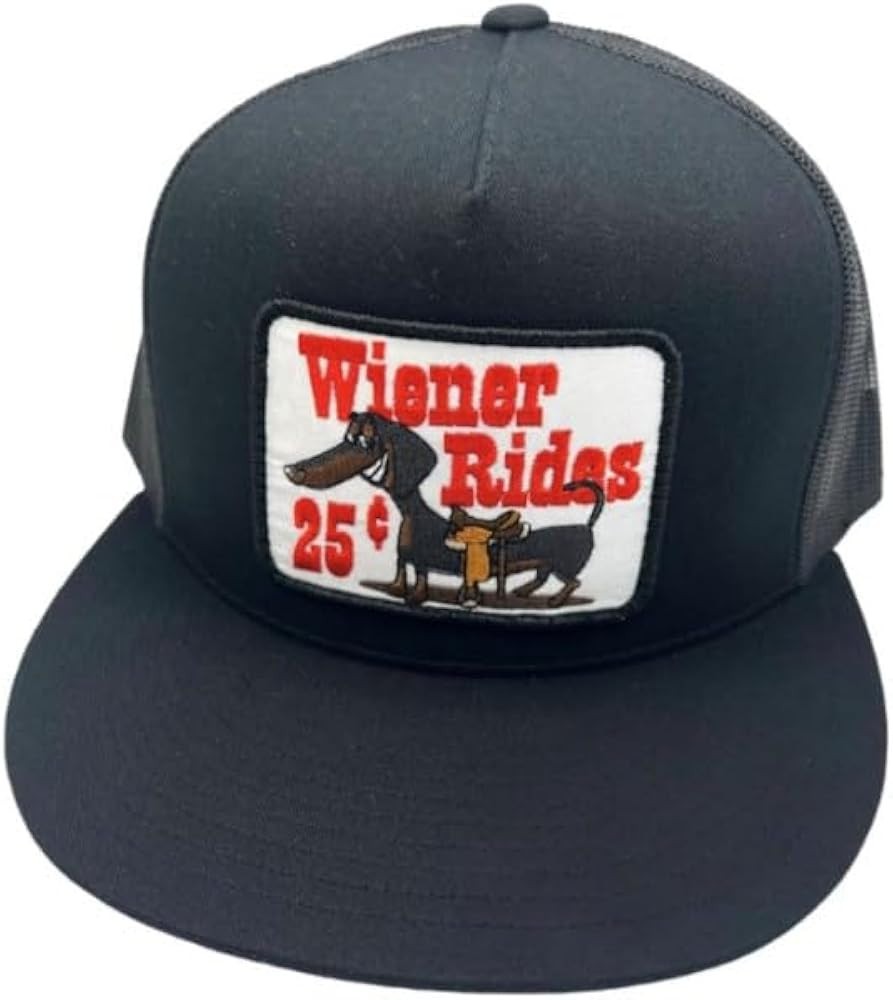 Wiener Rides Trucker Cap, Black, Snapback, Flat Bill | Amazon (US)