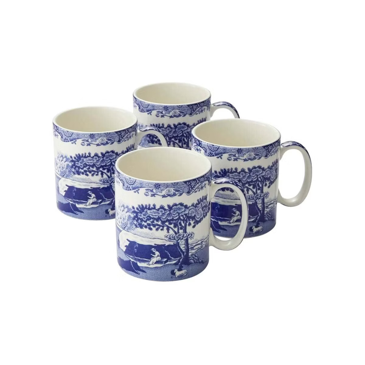 Spode Blue Italian Collection 9 Oz Mugs, Set of 4 Cups for Tea, Warm Beverages, and Coffee, Fine ... | Target