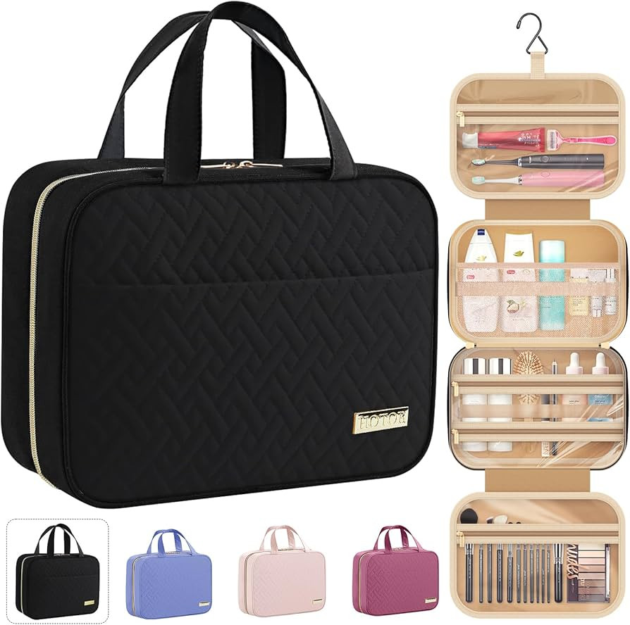 HOTOR Travel Toiletry Bag - Toiletry Bag w/Hanging Hook - Spacious Toiletry Bag for Women & Men, ... | Amazon (US)