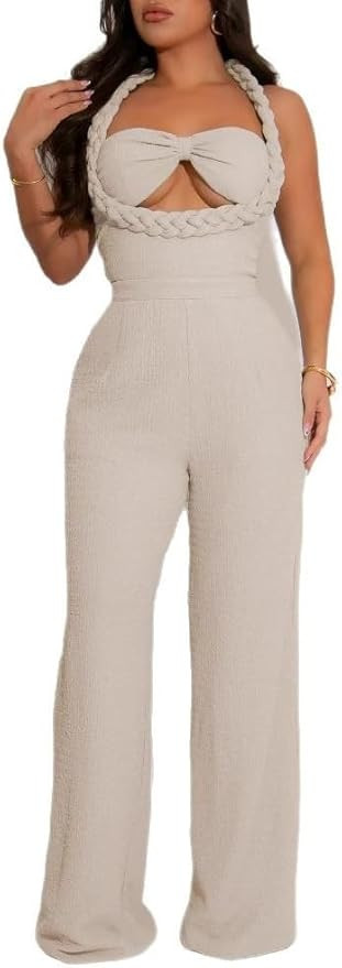 Women's Casual Loose Jumpsuits One Piece Outfit Sleeveless Wide Leg Long Pant Rompers | Amazon (US)
