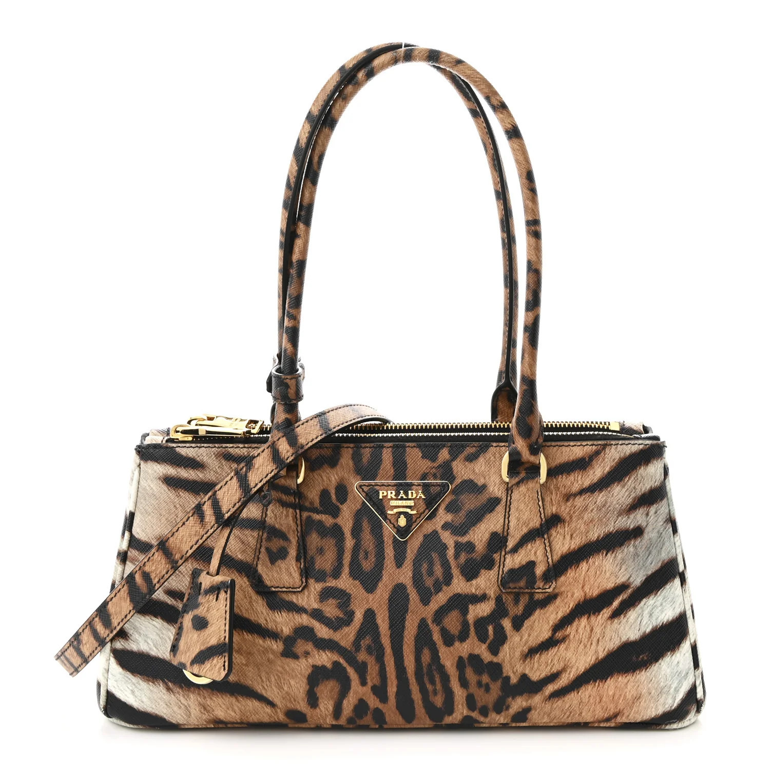Prada Saffiano Printed Medium Galleria Double Zip Bag Honey 1749546 | FASHIONPHILE (US)