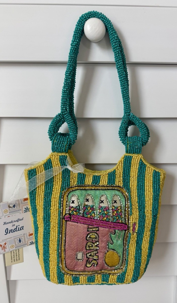 Handcrafted In India Sardines In A Can Beaded Bag Striped NWT | eBay | eBay US