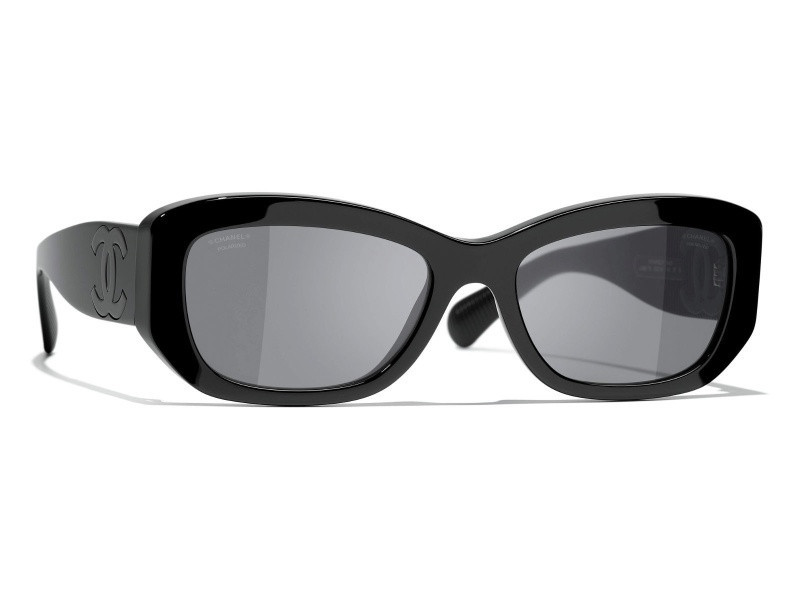 Chanel Black Frame "CC" Logo Black / Gray Polarized Lenses Sunglasses | JTV Jewelry