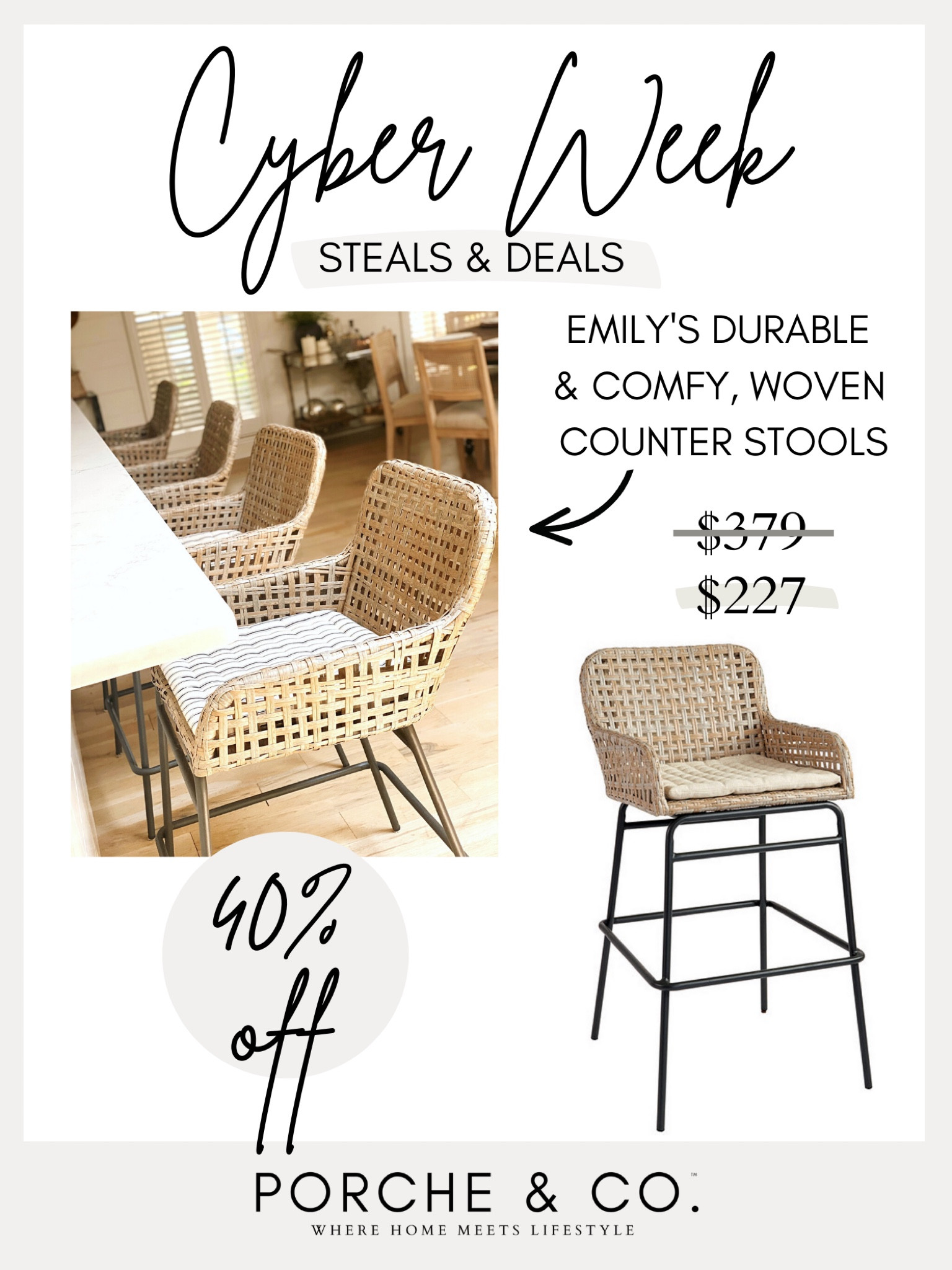 Emily’s counter stools are the best price we have ever seen them- even lower than last year! From Ballard Designs 🤍 #blackfriday #kitchen 

#LTKCyberWeek #LTKhome