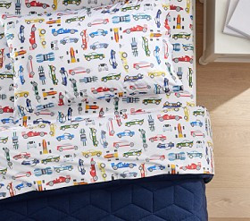 Remy Race Car Glow-in-the-Dark Cotton Sheet Set | Pottery Barn Kids