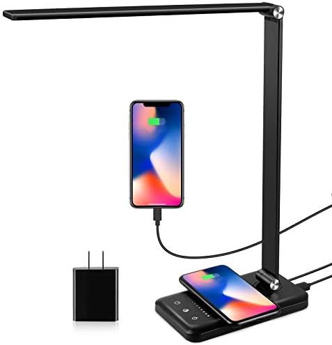 LED Desk Lamp with Wireless Charger, USB Charging Port, Modern Eye-Caring Desk Lamps for Home Off... | Amazon (US)