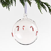 Candy Cane Glass Ball Christmas Ornament + Reviews | Crate & Barrel | Crate & Barrel
