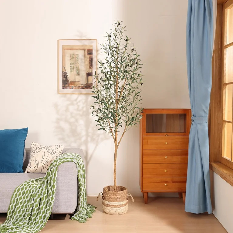 DR.Planzen 7' Artificial Olive Tree Indoor, Tall Faux Olive Tree, Artificial Plants with Natural ... | Walmart (US)