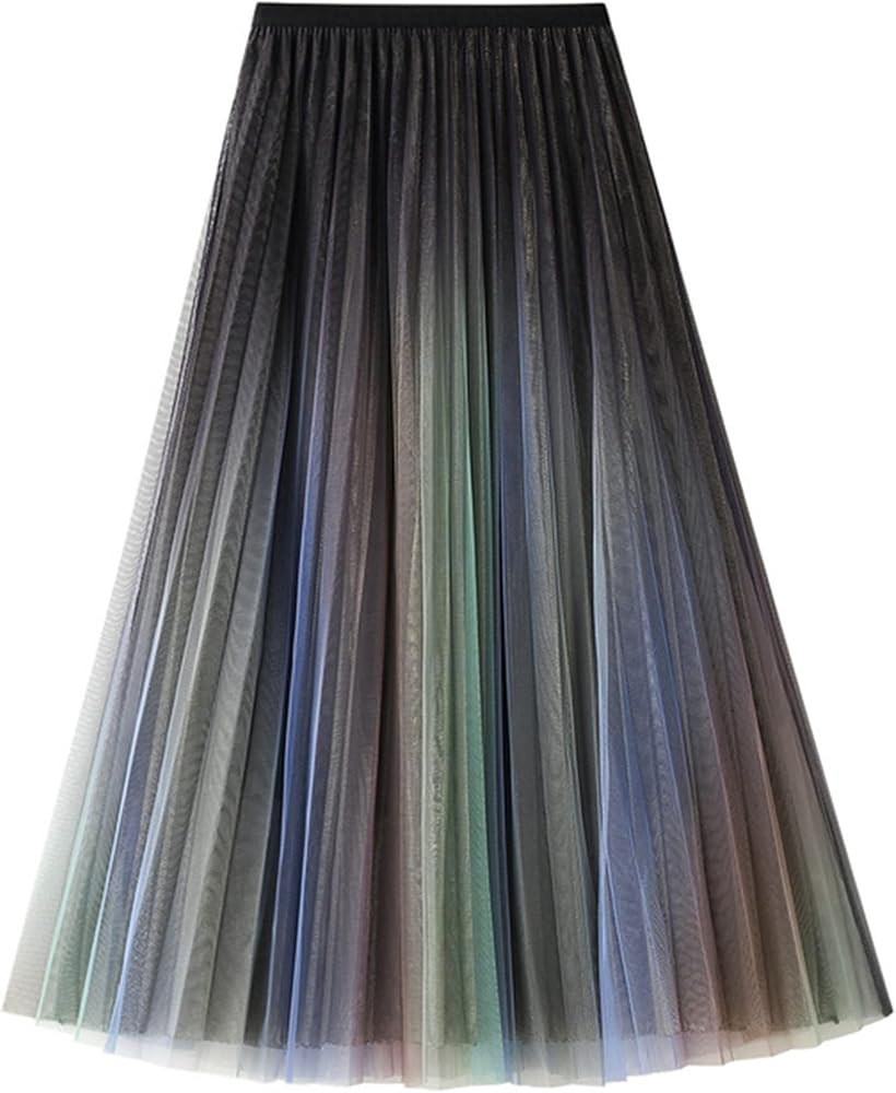 Amazon.com: Dirholl Women's A-Line Fairy Patterned Elastic Waist Ruffle Tulle Layered Midi Skirt ... | Amazon (US)