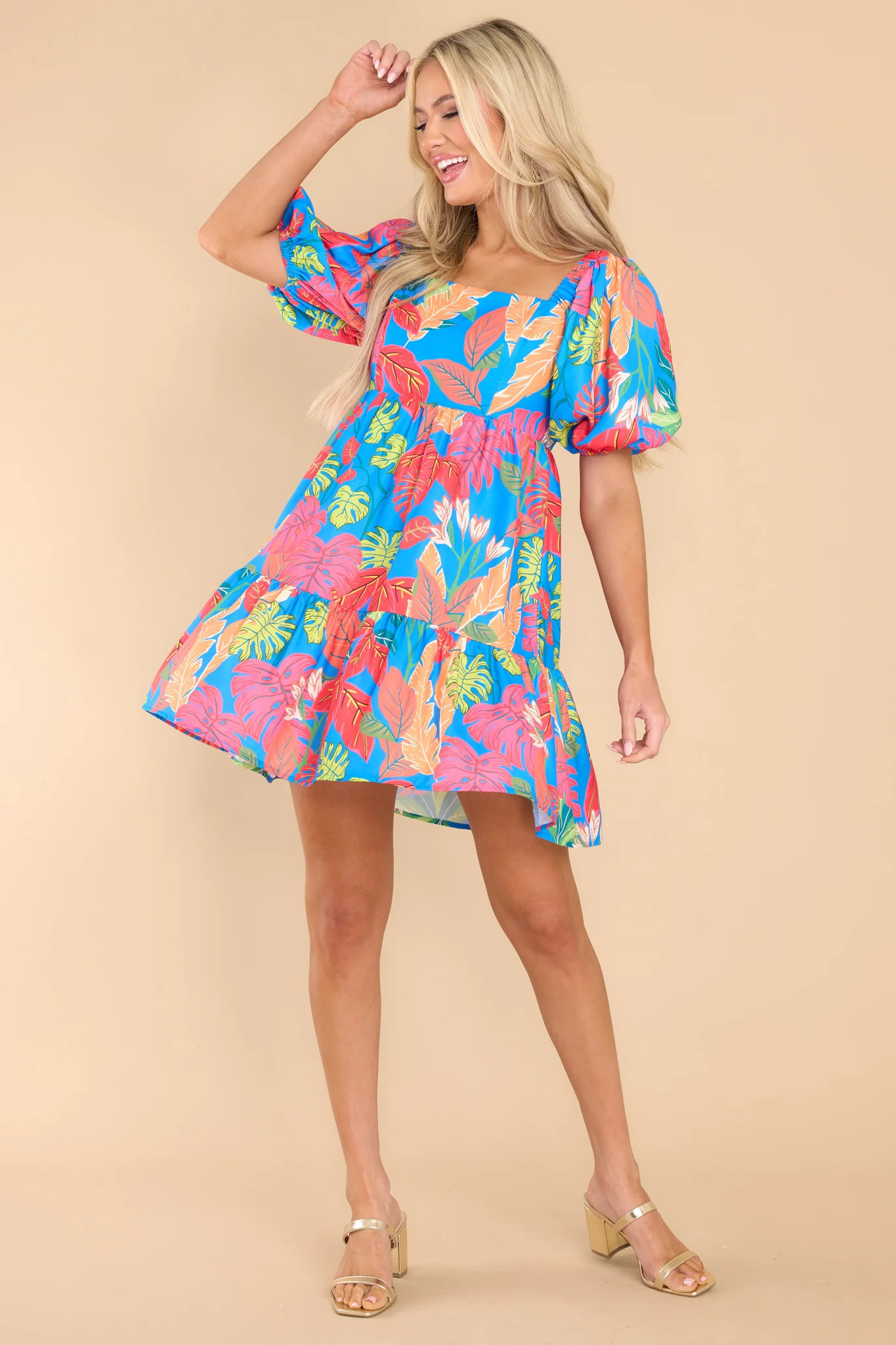 Always Enchanting Blue Multi Print Dress | Red Dress 