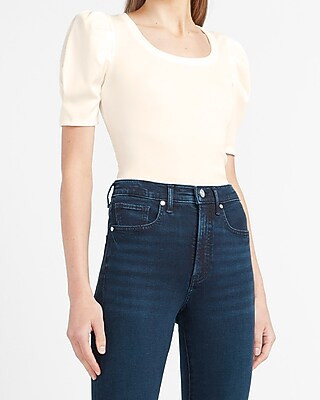 Puff Sleeve Scoop Neck Tee | Express