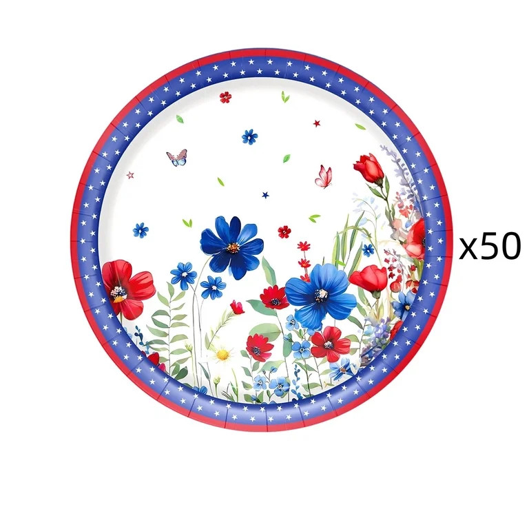 Luckky 4th of July Independence Day Paper Plates,50 Pcs Patriotic Paper Plates for Dining Kitchen... | Walmart (US)