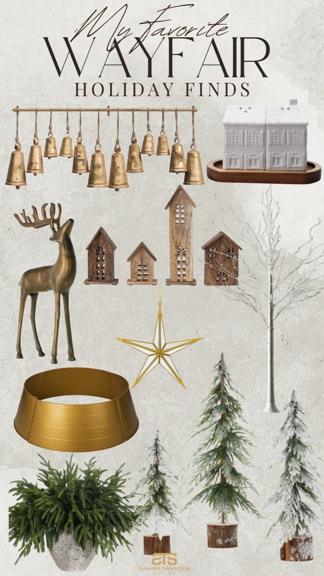 How cute are these wayfair holiday finds?

Wayfair. Neutral. Gold. Faux trees. Deer. Tree collar. Star ornament. Salt and pepper shakers. Bells. Led tree. Neutral home. Christmas decor  

#LTKHoliday #LTKFindsUnder100 #LTKHome