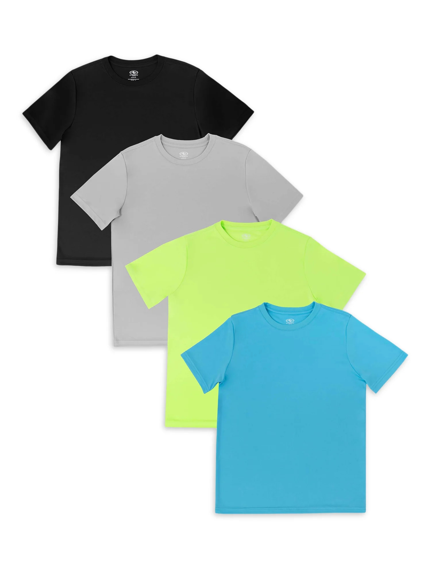 Athletic Works Boys' Active Solid Short Sleeve T-shirt, 4PK Bundle, Sizes 4-18 & Husky - Walmart.... | Walmart (US)