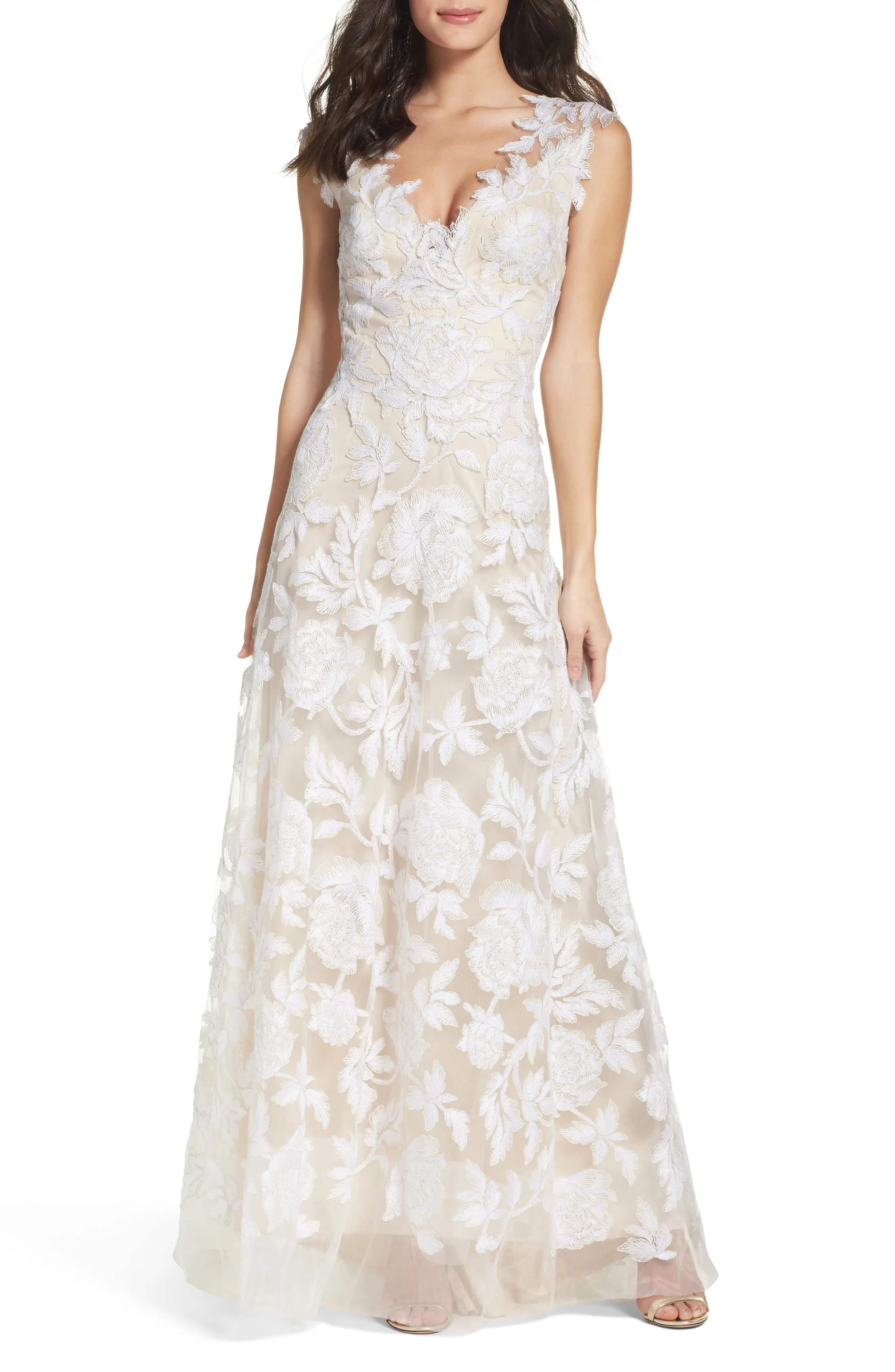 Women's Tadashi Shoji A-Line Lace Gown | Nordstrom
