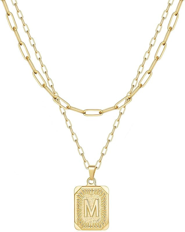 Yoosteel Layered Initial Necklaces for Women Girls, 14K Gold Plated Dainty Layering Paperclip Cha... | Amazon (US)