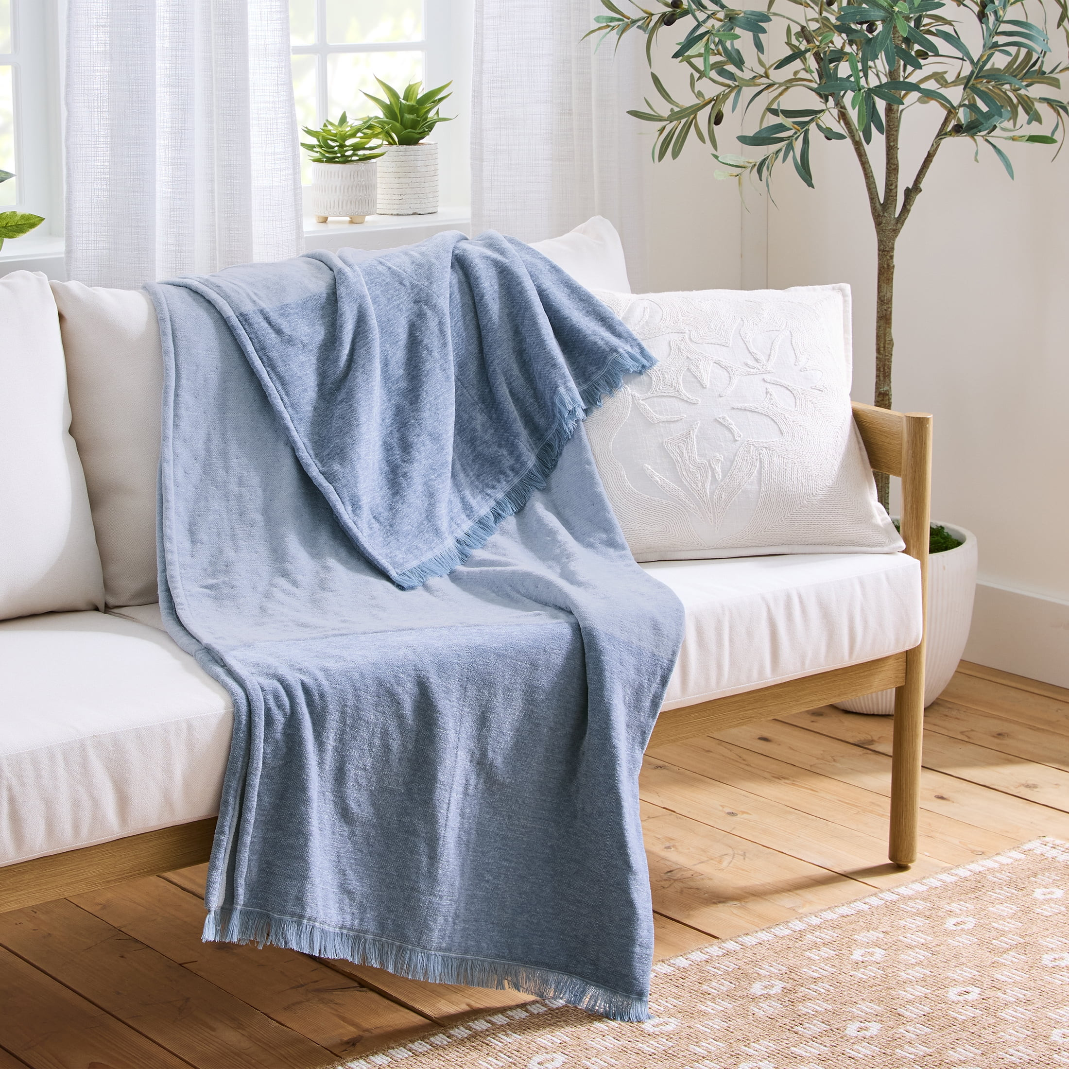 Better Homes & Gardens Woven Chenille Colorblock Throw Blanket, Blue Silver ,50x72 Inches | Walmart (US)