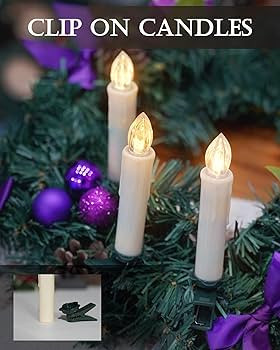 10pcs Clip on Candles for Christmas Tree,Battery Operated Small Candles with Remote Timer, Flicke... | Amazon (US)